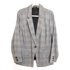 Torrid Womens 3X Plus Size Blazer Black White Plaid Jacket Work Career